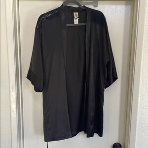 Black Satin Kimono Robe